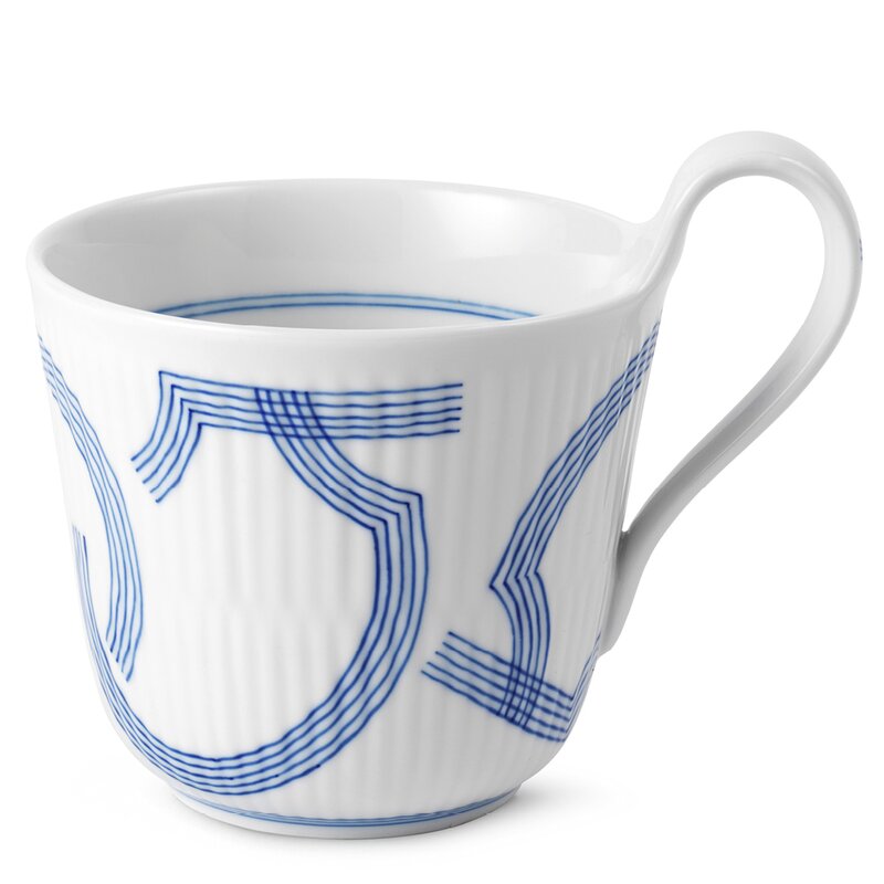 Motif høyhankskopp 33 cl blå/hvit