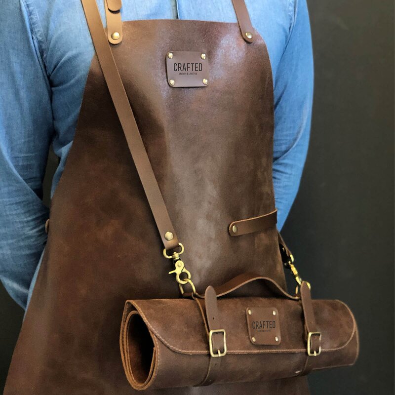Leather forkle 80x58 cm brun
