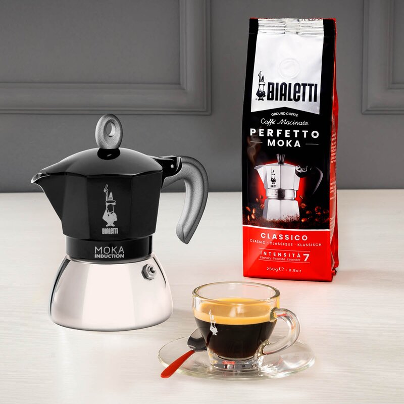 Moka induksjon espressokanne 6 kopper svart
