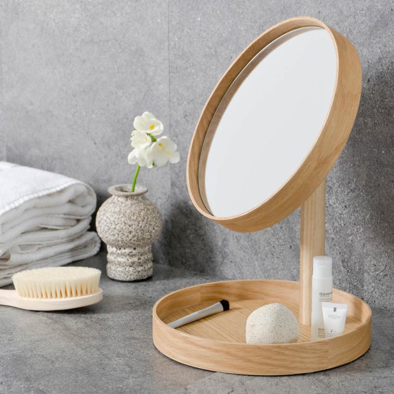 Look sminkespeil med fot 25 cm eik