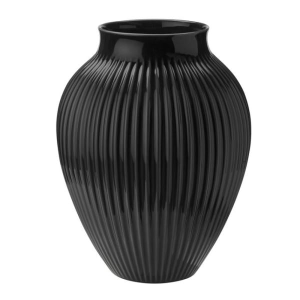 Vase riller 35 cm svart