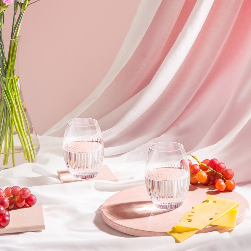 Marmor glassbrikke 10x10 cm 4 stk rosa