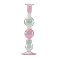 Illume lysestake 25 cm rosa/grønn