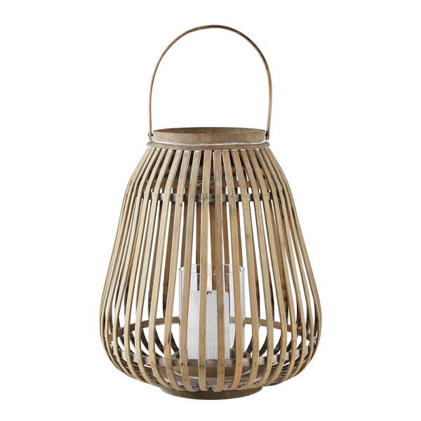 Amas lanterne bambus/glass 29x35 cm natur
