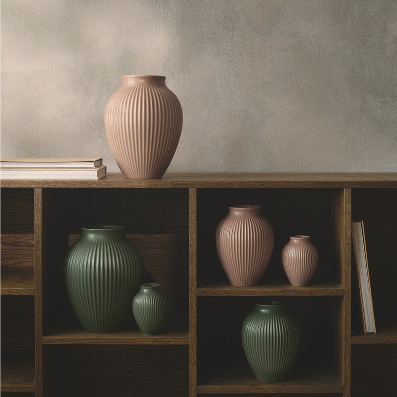 Ripple vase 27 cm matt celadon green