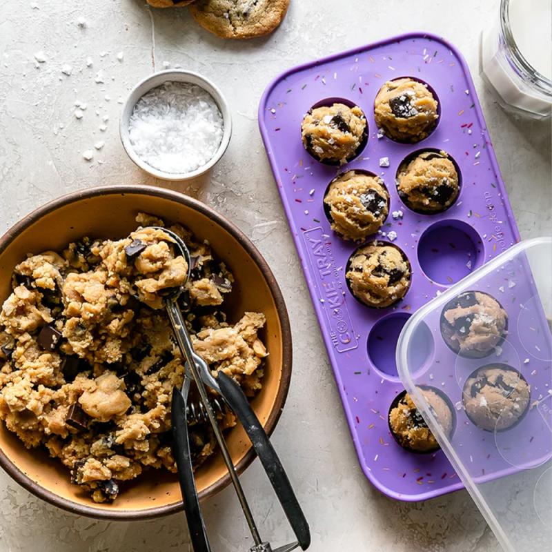 Matoppbevaring og lokk i silikon cookie tray 10x25 ml 2 stk lilla