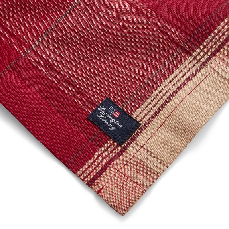 Rutete bordbrikke lin/bomull 40x50 cm rød/beige