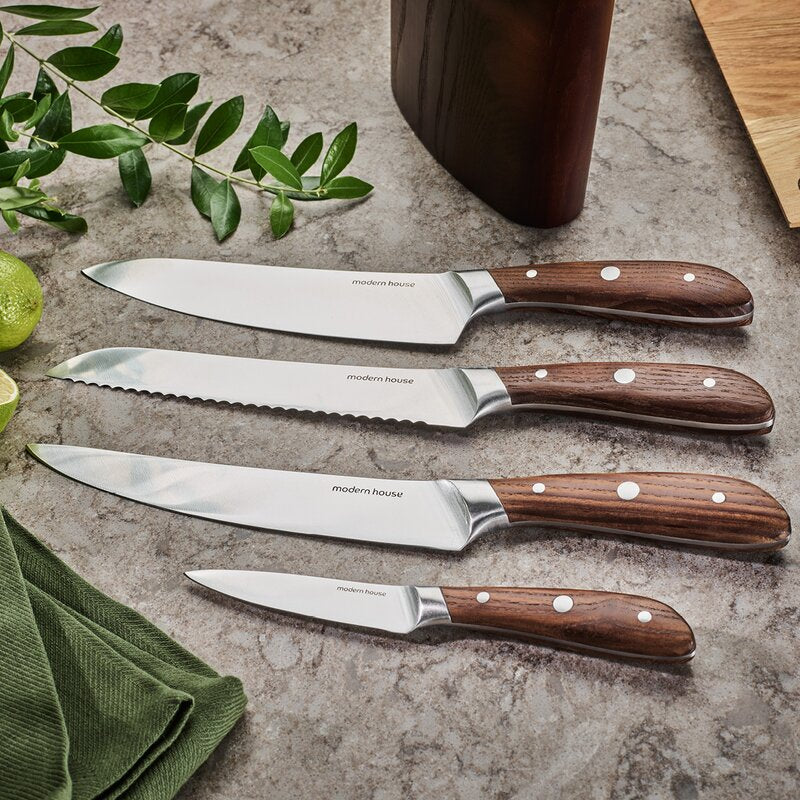 Nord knivsett 4 kniver med knivblokk ask