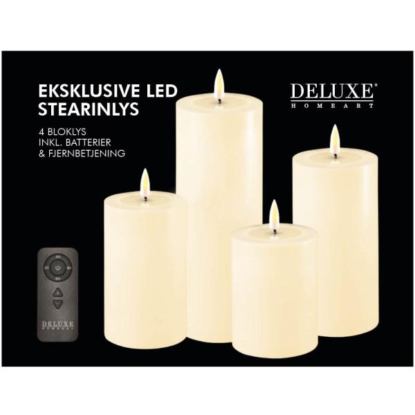 Gaveeske Ledlys 4 lys + fjernkontroll cream