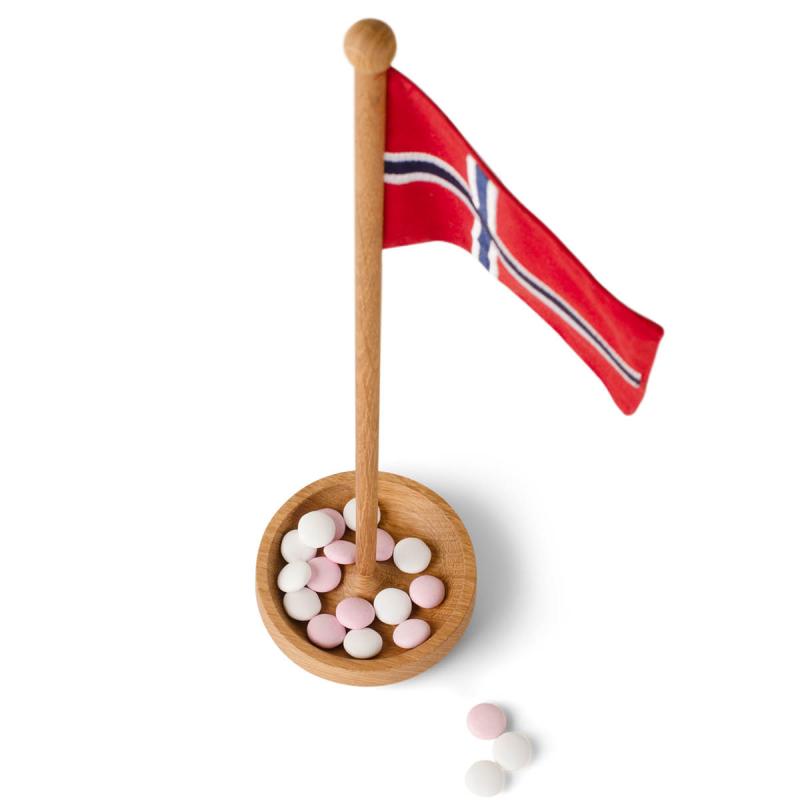 Tha Table Flag norsk flagg 39 cm eik/tekstil