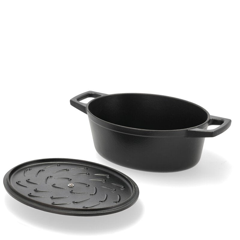 Støpejernsgryte oval 3,8L svart