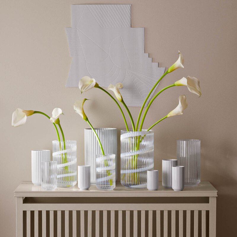 Vase munnblåst glass 25 cm swirl white