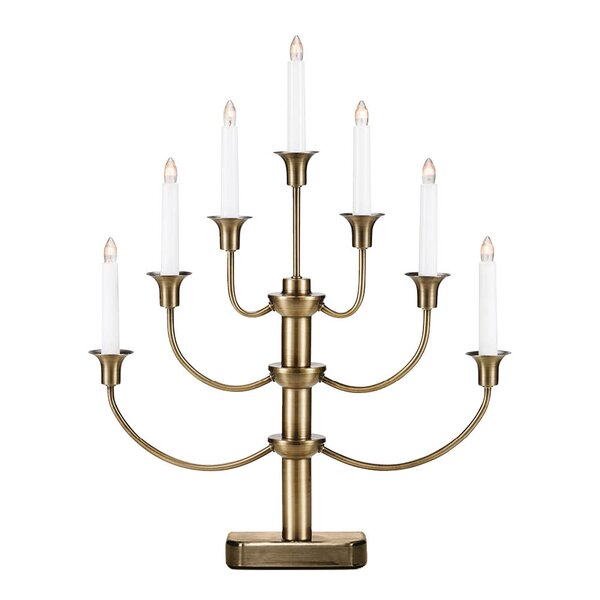 Gylling adventstake 7 lys 53 cm antikk messing