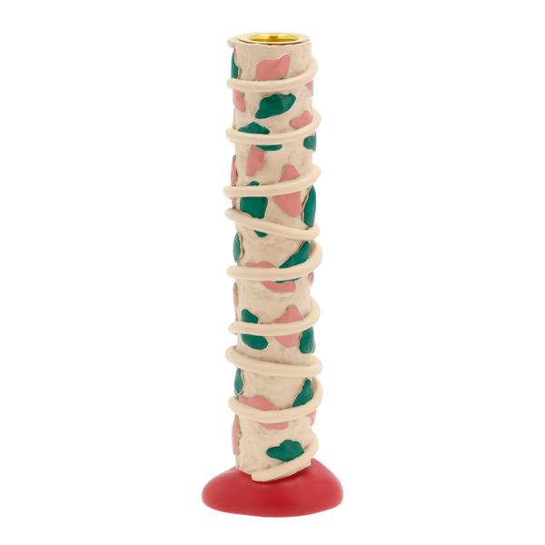 Styles lysestake m/ flekker 21 cm rosa/grønn