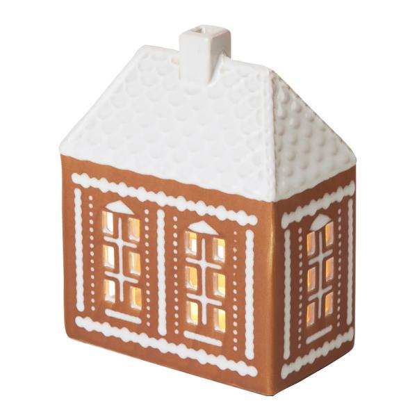Pepperkakehus lyshus medium 15 cm brun