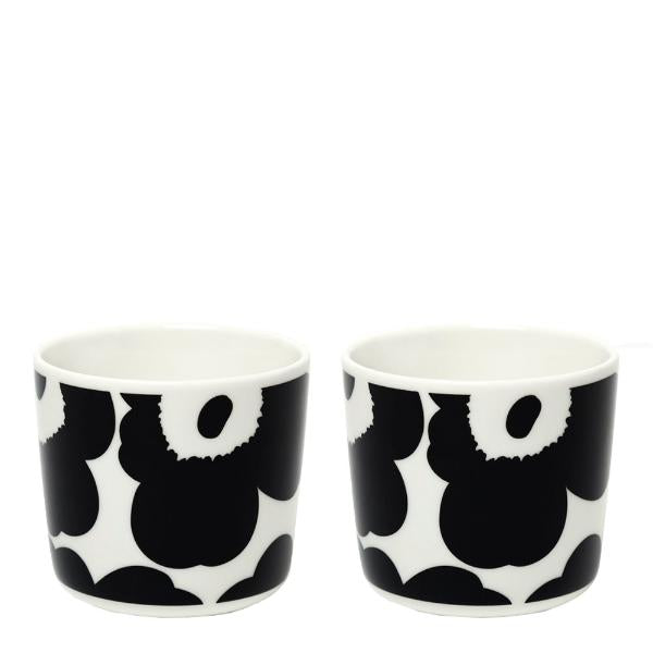 Unikko kopp uten hank 20 cl 2 stk svart/hvit