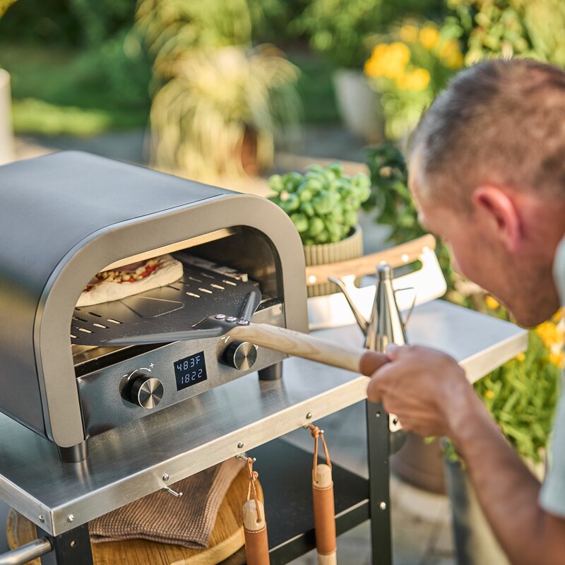 Napo pizzaspade 70x30 cm gun metal/natur