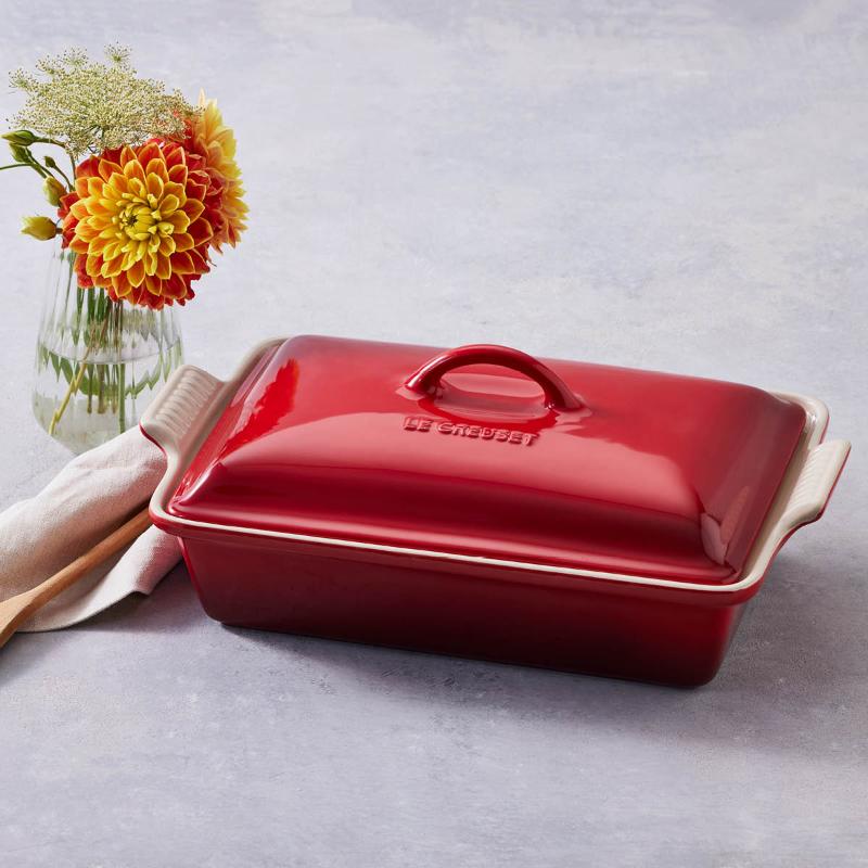 Heritage rektangulært fat med lokk 37,5x 24 cm cerise