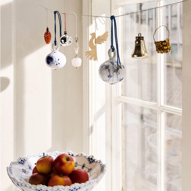 Blå Mega Riflet julekule 9,5 cm deco 1
