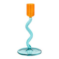 Styles lysestake glass 8,5x15,3 cm blå/amber