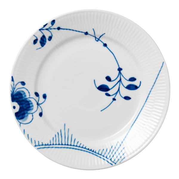 Blå Mega Riflet flat tallerken 22 cm dekor 2