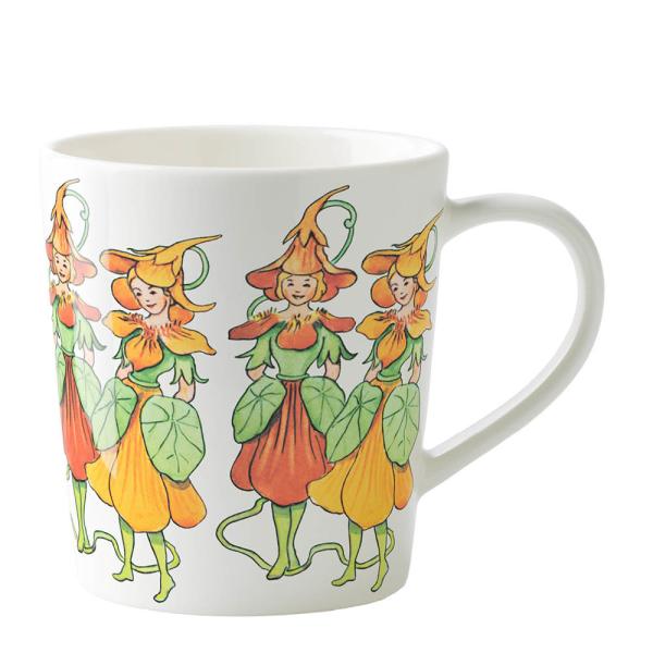 Elsa Beskow nasturtium krus med håndtak 40 cl hvit
