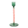Styles lysestake glass 7,4x16,3 cm grønn/rosa