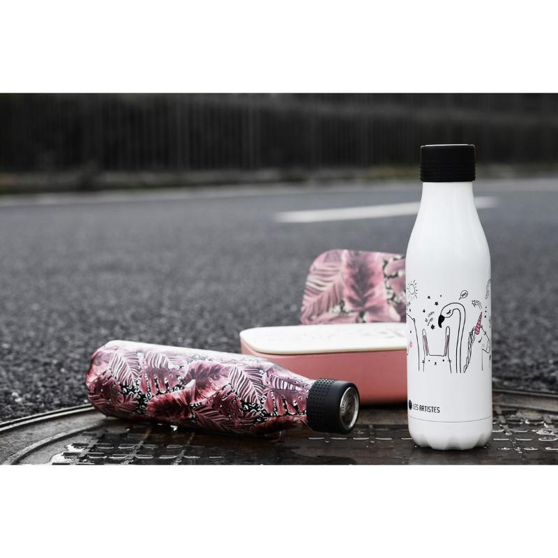 Bottle Up Design termoflaske 0,5L hvit/svart/rosa