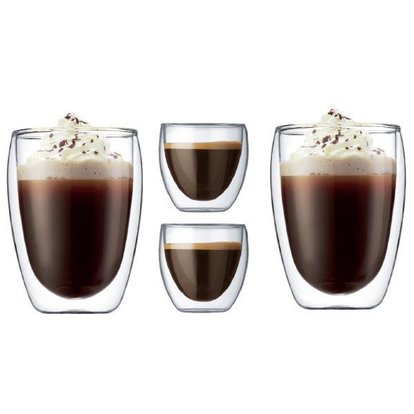 Pavina kaffeglass sett 4 stk 8 cl + 35 cl