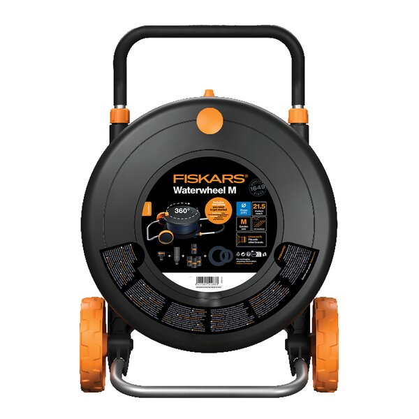 Comfort slangetrommel med slange 13mm 20m svart/oransje