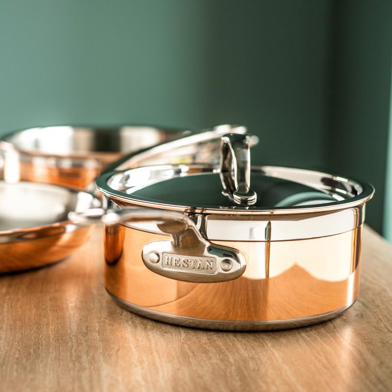 Copperbond kasserolle med lokk 2,8L kobber