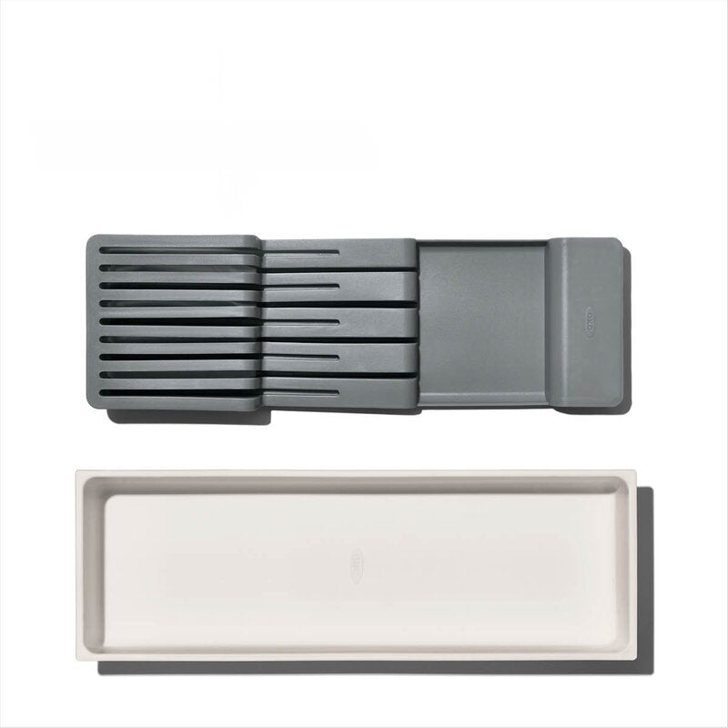 Knivblokk til skuffer 42x14x6 cm hvit/grå
