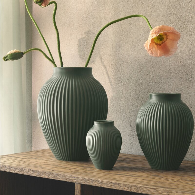 Ripple vase 20 cm matt celadon green