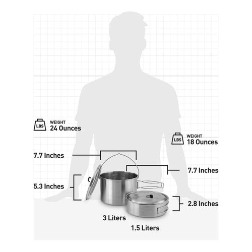 2 pot sett kjele 2 deler 1,5L + 3L