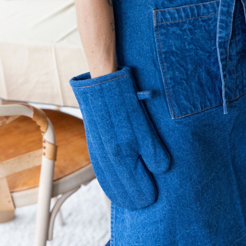 Aron denim grillvott blå