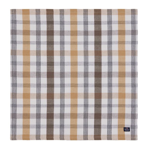 Rutete lin/bomulls serviett 50x50 cm oliven/hvit/beige