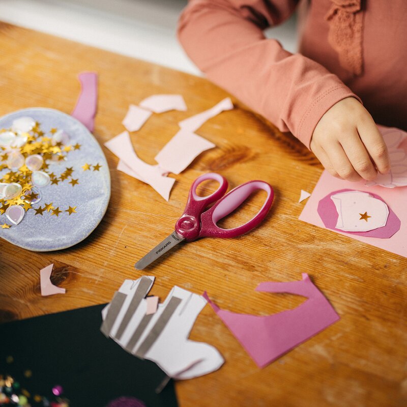 Fiskars Kids saks 6+ år 13 cm glitter lilla