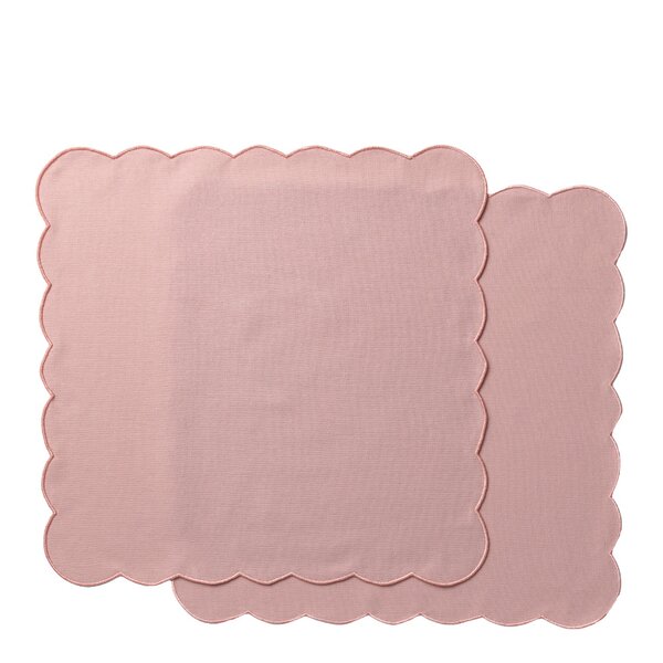Scallopped tekstilserviett 2 stk 40x40 cm pudderrosa