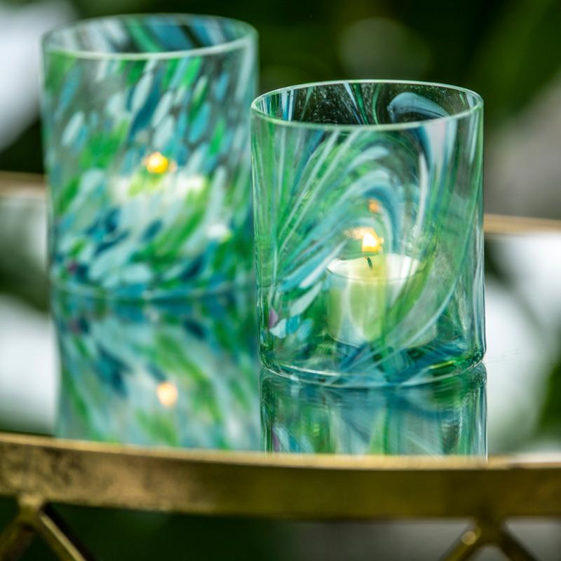 Swirl drikkeglass/lykt 35 cl grønn multi