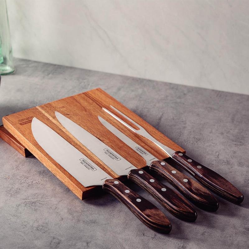 Magnetisk knivholder med kniver brun