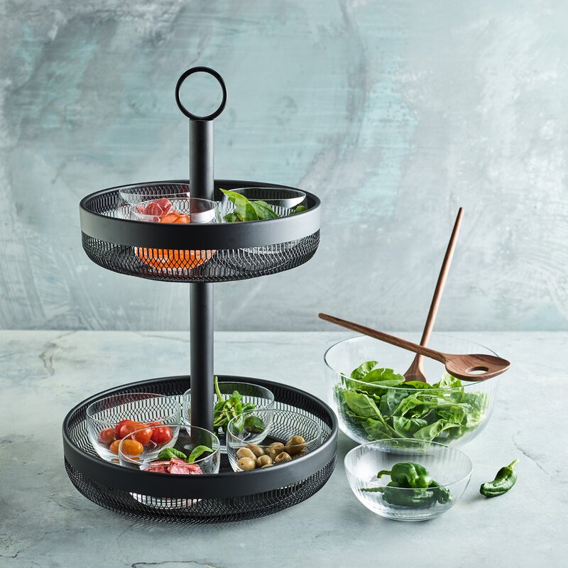 Timeless salatbolle med salatbestikk 3L klar/valnøtt