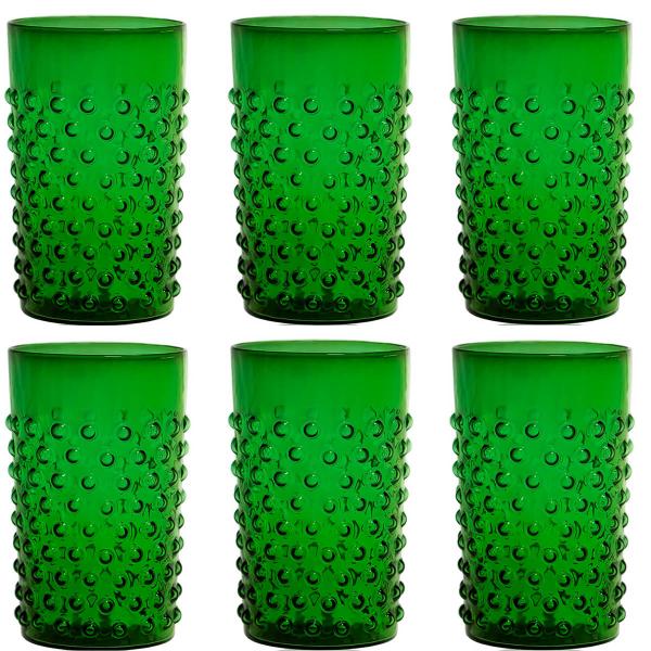 Hobnail glass 20 cl 6 stk dark green