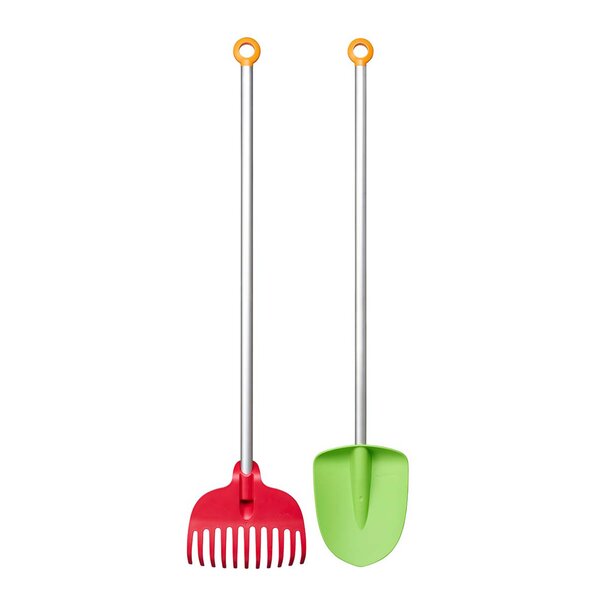 MyFirst Fiskars hagesett spade og rive til barn rød/grønn