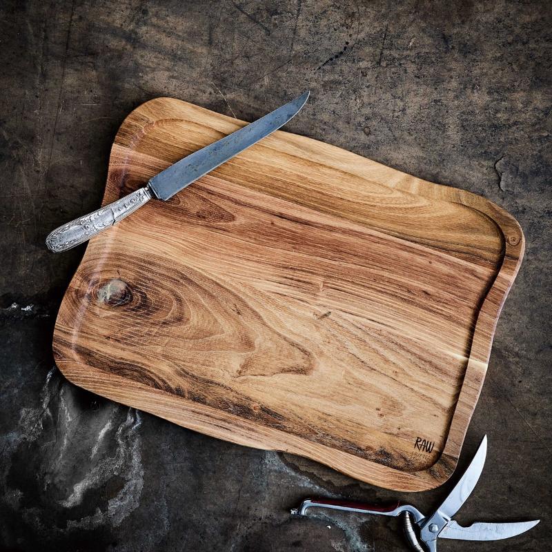 RAW Teak skjærebrett m/saftrille 45x33x2 cm