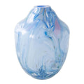 Unik skulptur kunstglass L 17 cm blå multi