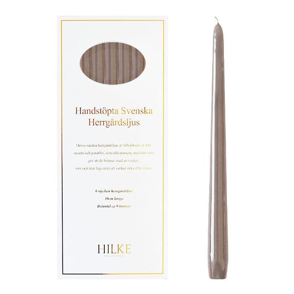Herregårdslys 30 cm 6 stk lin glans