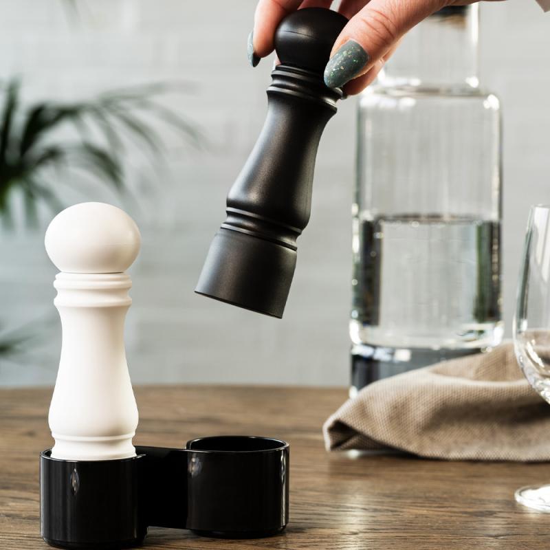 Mini kvernsett 12 cm svart/hvit