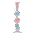 Illume lysestake 25 cm rosa/blå