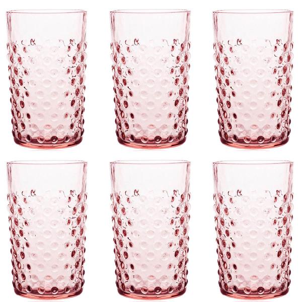 Hobnail glass 20 cl 6 stk rosaline