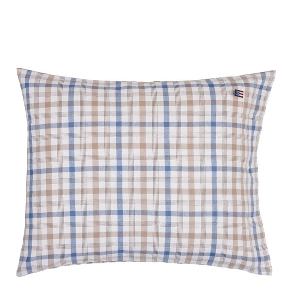 Rutete flannell putetrekk 50x70 cm tåkeblå/beige/hvit